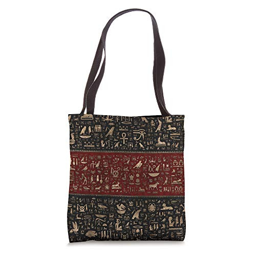 Ancient Egyptian Gods and hieroglyphs - black and red Tote Bag
