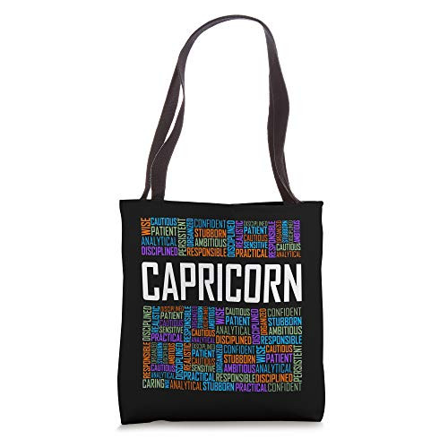 Capricorn Zodiac Traits Horoscope Astrology Sign Gift Words Tote Bag