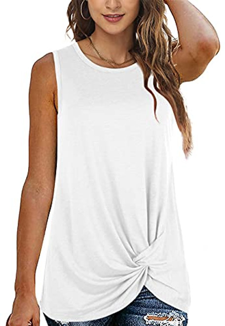 SAMPEEL Womens Casual Loose Fit Dressy White Tank Tops Summer Clothes Sleeveless XL