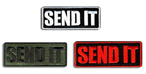 Antrix 3 Pieces Send It Hook & Loop Tactical Morale Patch Full Embroidery Military Patch Set for Caps,Bags,Backpacks,Clothes,Vest,Military Uniforms,Tactical Gears Etc.