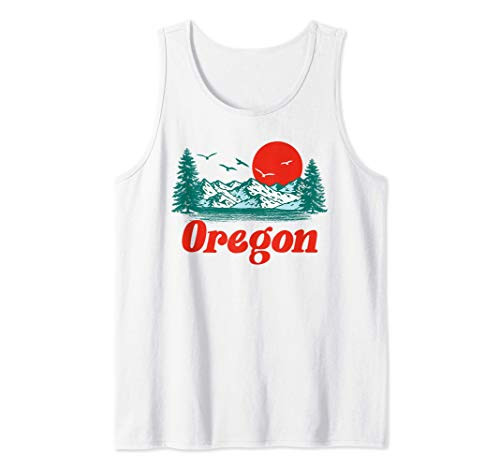 Retro Oregon Mountain Trees  and  Sun Scene Graphic Tank Top