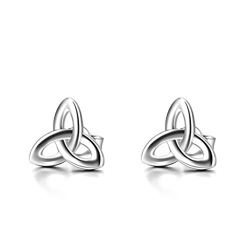 BVELA S925 Sterling Silver Jewelry Good Luck Irish Celtic Trinity Knot Stud Earrings for Women Teen Girls Birthday Gift Graduation Gift