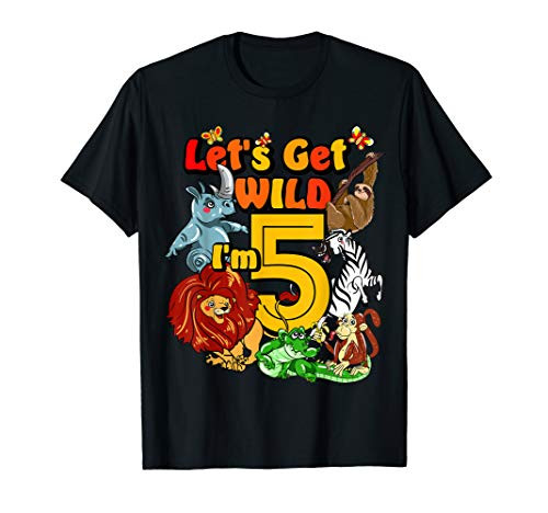 Kids 5 Year Old Zoo Birthday Shirt Safari Jungle Animal 5th T-Shirt