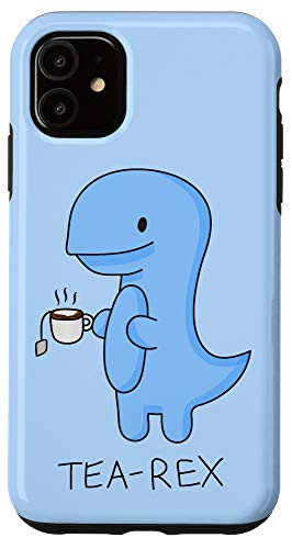 iPhone 11 Tea rex Phone Case Dinosaur Cartoon Lover Funny Blue Dino Case