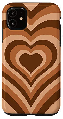 iPhone 11 Heart Coffee Latte Brown Pattern Valentines Phone Case Case