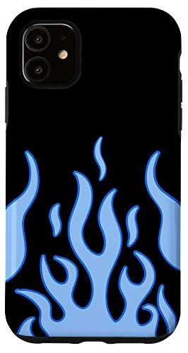 iPhone 11 Flame Phone Case Aesthetic Light Blue Flame Print Case