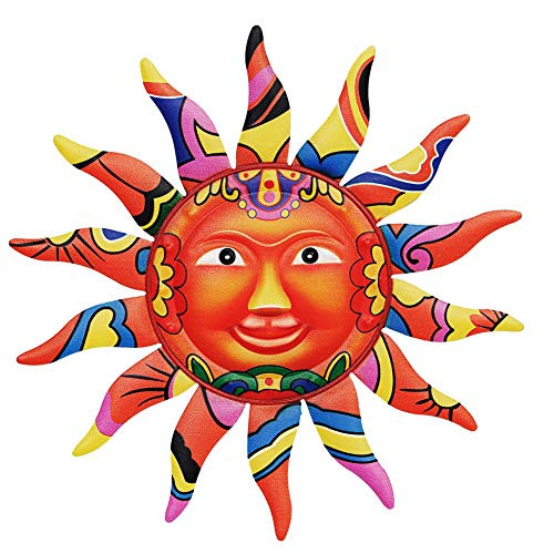 VEWOGARDEN Metal Sun Wall Art Decor Hanging for Indoor Outdoor Home Garden Colorful Sun Face Sculptures and Statues 12.7 Inches Orange VEWOGARDEN Metal Sun Wall Art Decor Hanging for Indoor Outdoor Home Garden Colorful Sun Face Sculptures and Statues 12.7 Inches Orange