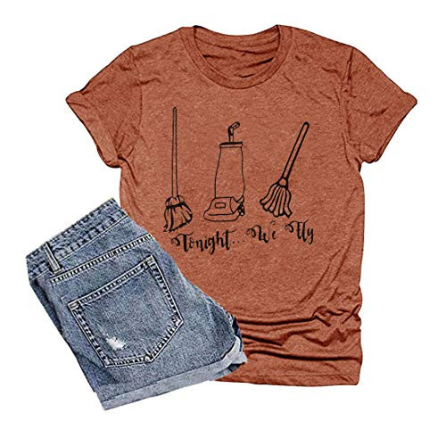 GEMLON I Just Took a DNA Test T-Shirt Women Halloween Sanderson Sisters Retro Vintage Graphic Tee -03-Orange- M-