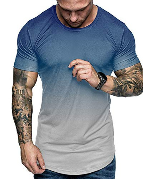 rrhss Mens Muscle Gym T-Shirts Short Sleeve Workout Athletic Bodybuilding Cotton Tee Blue rrhss Mens Muscle Gym T-Shirts Short Sleeve Workout Athletic Bodybuilding Cotton Tee Blue