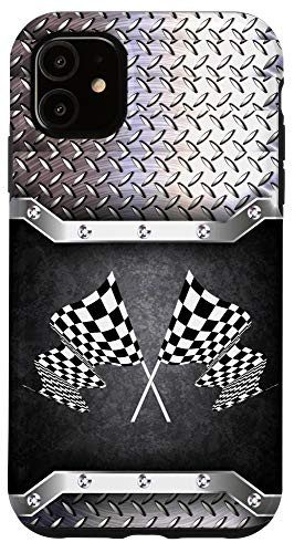 iPhone 11 Racing Flag Checkerboard Diamond Plate Steel Checkered Flag Case