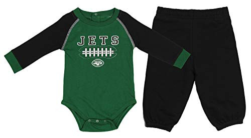 Outerstuff NFL Newborn Long Sleeve Creeper and Pants Set- New York Jets 0-3 Months