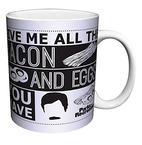 Parks and Recreation Ron Swanson All the Bacon Quote Workplace Comedy TV Television Show Ceramic Gift Coffee (Tea, Cocoa) Mug, 11 Ounce