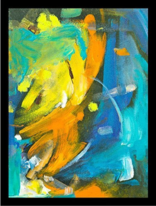 Buyartforless Framed Contrast of Colors I by Elizabeth Stack 24x32 Art Print Poster Abstract Colorful Painting Blue Yellow Orange
