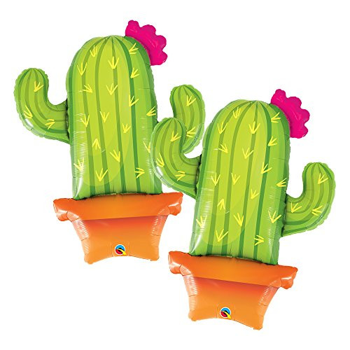 Set of 2 Potted Cactus Jumbo 39" Foil Party Balloons Set of 2 Potted Cactus Jumbo 39" Foil Party Balloons