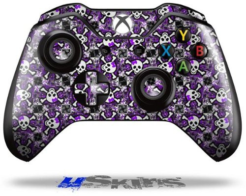 Splatter Girly Skull Purple - Decal Style Skin fits Original Microsoft XBOX One Wireless Controller -CONTROLLER NOT INCLUDED-