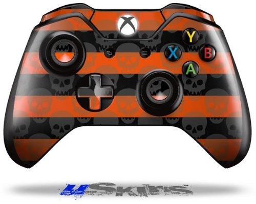 Skull Stripes Orange - Decal Style Skin fits Original Microsoft XBOX One Wireless Controller -CONTROLLER NOT INCLUDED-