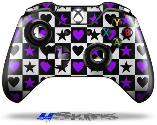 Purple Hearts And Stars - Decal Style Skin fits Original Microsoft XBOX One Wireless Controller -CONTROLLER NOT INCLUDED-