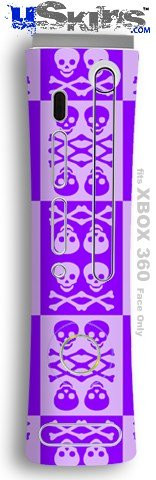 XBOX 360 Faceplate Skin - Skull And Crossbones Pattern Purple