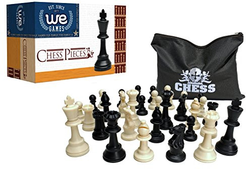 WE Games Best Value Staunton Tournament Chess Pieces - Black and Cream Plastic Chessmen with 3.75 inch King WE Games Best Value Staunton Tournament Chess Pieces - Black and Cream Plastic Chessmen with 3.75 inch King