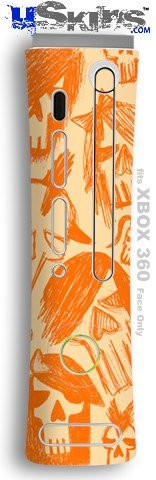 XBOX 360 Faceplate Skin - Skull Sketches Orange