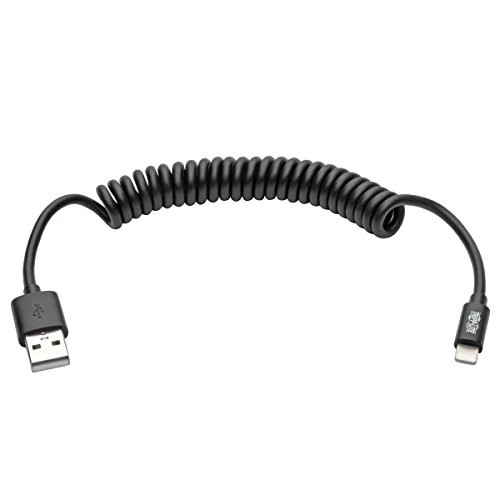 Tripp Lite Apple MFI Certified 4-Feet Lightning to USB Coiled Cable Sync Charge iPhone/iPod/iPad - Black -M100-004COIL-BK- Tripp Lite Apple MFI Certified 4-Feet Lightning to USB Coiled Cable Sync Charge iPhone/iPod/iPad - Black -M100-004COIL-BK-