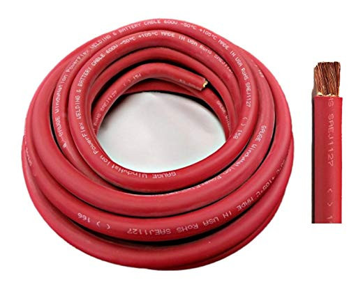 WNI 8 Gauge 10 Feet Red 8 AWG Ultra Flexible Welding Battery Copper Cable Wire - Made In The USA - Car- Inverter- RV- Solar