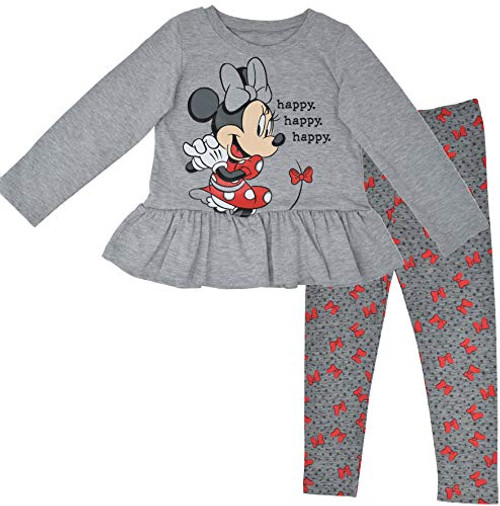 Disney Minnie Mouse Baby Girls Long Sleeve Ruffled T-Shirt and Leggings Set Grey 18 Months Disney Minnie Mouse Baby Girls Long Sleeve Ruffled T-Shirt and Leggings Set Grey 18 Months