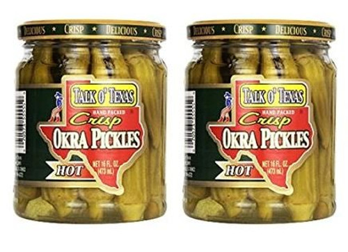 Talk O Texas Okra Pickles- Hot- 16 oz -Pack of 2- Talk O Texas Okra Pickles- Hot- 16 oz -Pack of 2-