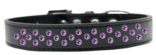 Unconditional Love Sprinkles Purple Crystals Dog Collar44- Black - Size 16