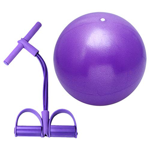 BESPORTBLE Elastic Pull Rope Pedal Resistance Band Fitness Rope Leg Exerciser Training Rope Sit Up Pull Rope with Yoga Ball Gym Home Sport Exercise Equipment Purple