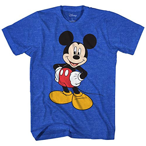 Disney Mickey Mouse Men's Classic Mickey Mouse Full Size Graphic Short Sleeve T-Shirt- Royal Blue Heather- 3XL