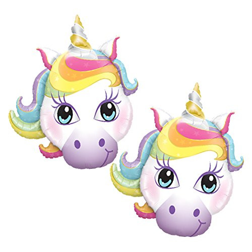 Set of 2 Rainbow Unicorn Jumbo 38" Foil Party Balloons