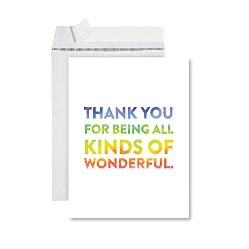 Andaz Press Funny Jumbo Thank You Card With Envelope 8.5 x 11 inch- Greeting Card- Thank You For Being All Kinds of Wonderful- For Him- Her- Friend