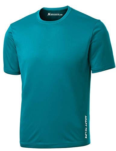 Hybrid Gear Performance Men's Moisture Wicking Short Sleeve T Shirt-M -Tropic Blue-