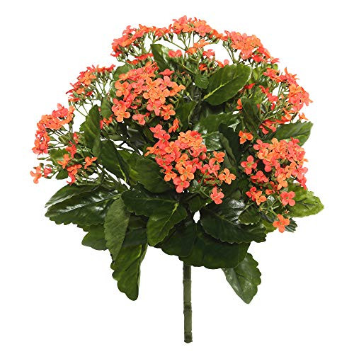 Vickerman Everyday Artificial Orange Kanachoe Bush 15inch Long - Premium Faux Floral Decor for Wedding or Everyday Arrangements - Maintenance Free Flowers