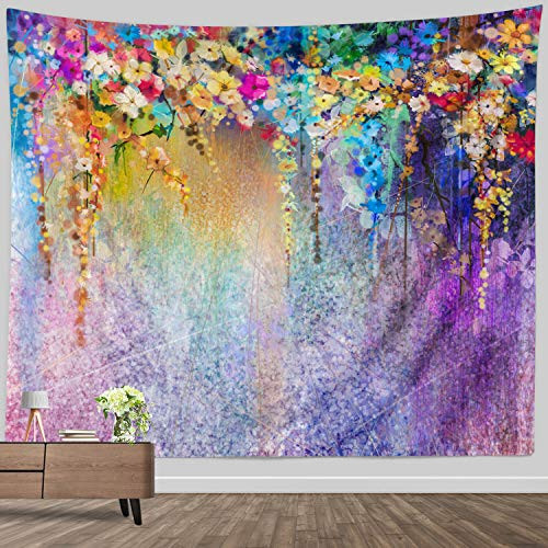 Large tapestry wall hanging watercolor- Abstract Colorful Floral Wall Tapestry Home Decor for Bedroom Living Room Wall Art Blanket- 71 x 80