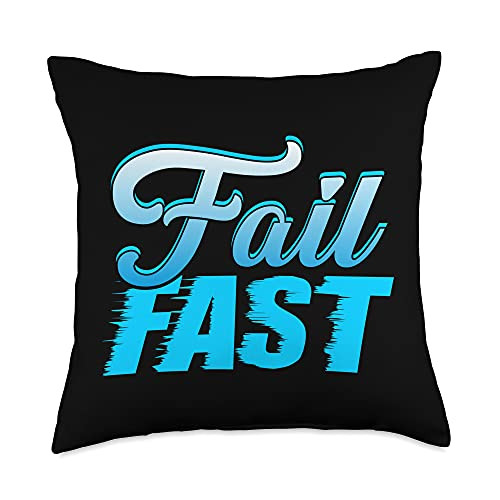 Agile  and  Kanban Project Managers Official Fail Fast Entrepreneur Project Management Funny PM Coach Throw Pillow- 18x18- Multicolor