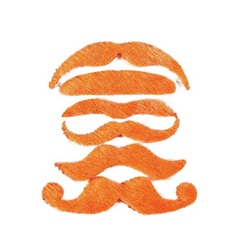 Fun Express Orange Mustache Assortment - Apparel Accessories - 12 Pieces