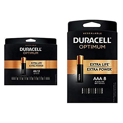 Duracell Optimum AA 12 count Plus AAA 8 count Batteries | Long Lasting Double A  and  Triple A Battery | Alkaline Battery