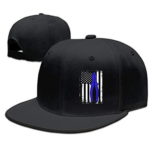 RCH-970 Electrician USA Flag Fashion Adjustable Baseball Cap Snapback Hat for Men/Women Black