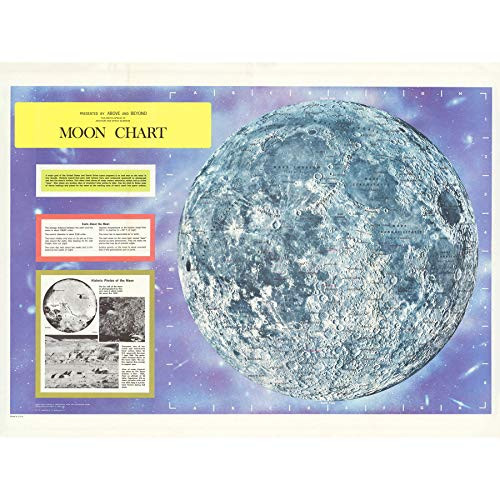 Map Hammond 1966 Moon Chart Space Lunar Diagram Extra Large XL Wall Art Poster Print
