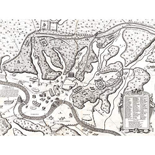 Map Du Perac 1573 Ancient Rome Hills City Plan Chart Extra Large XL Wall Art Poster Print