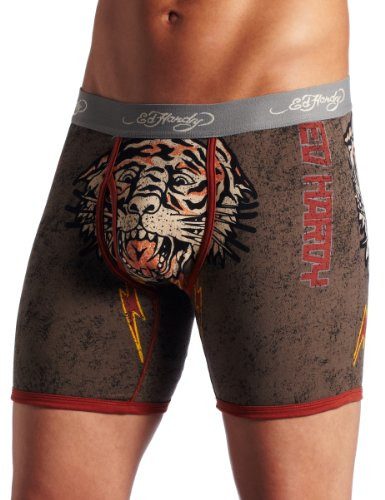 Ed Hardy Men's Premium Tigered for Life Boxer Brief- Charcoal- Medium