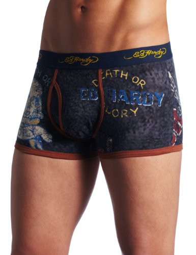 Ed Hardy Men's Premium Glory Por Vida Trunk- Black- Medium
