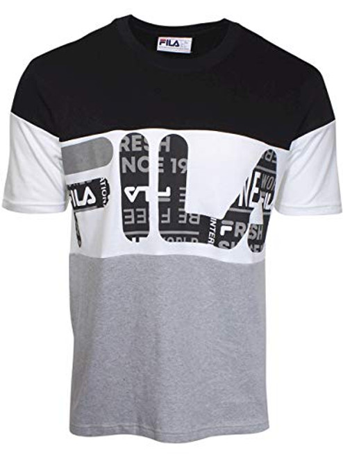 Fila Men's Johnson Tee Black/Light Grey Marl/White M Fila Men's Johnson Tee Black/Light Grey Marl/White M