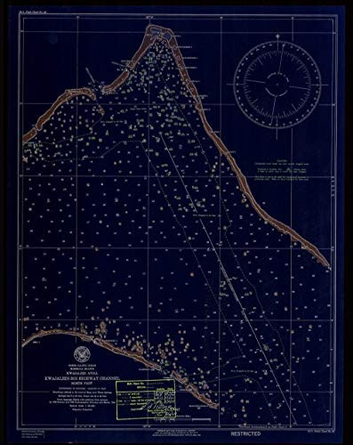 Vintography Blueprint Style 8 x 12 Reprint of 1944 Nautical Chart North Pacific Ocean Marshall Islands Kwajalein Atoll Kwajalein-Roi Highway Channel North Part by US Navy Other