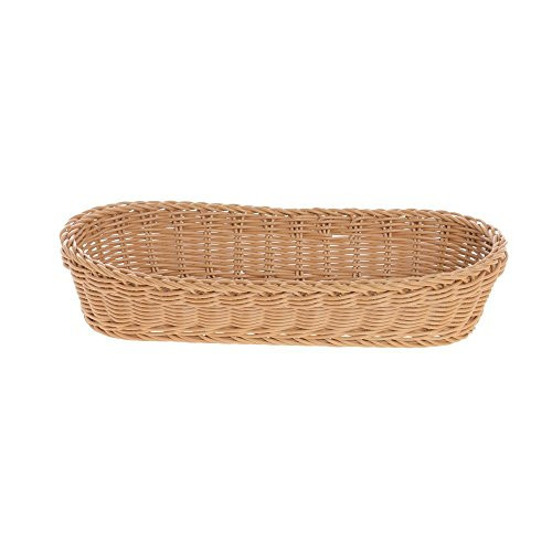 Wicker Bread Basket Dark Beige Oval - 15 1/4inchL x 7 5/8inchW x 3 3/4inchH