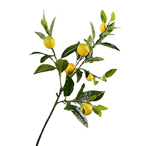 无 Artificial Lemon Branches- 3 Pack Spring Artificial Plants Fake Lemon Branch with Green Leaves Simulation Lemon Plants for Farmhouse Home Wedding Party