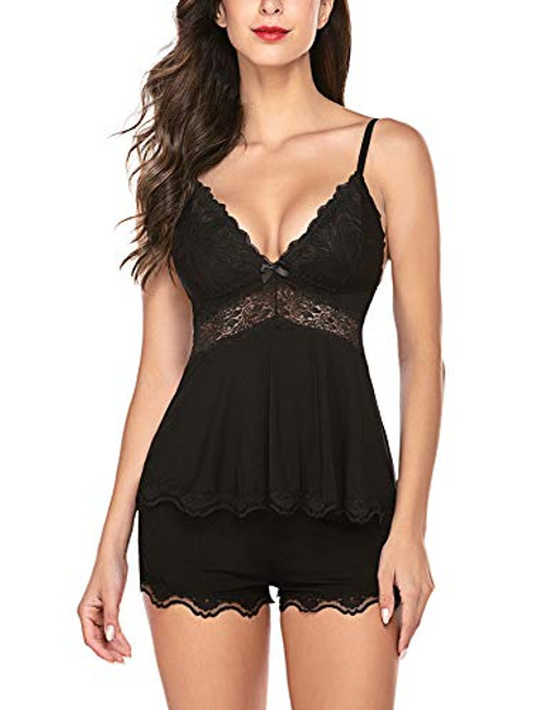 Avidlove Women Sleepwear Lace Pajamas Set Shorts Nightwear Camisole Sets Sexy Lingerie Set Black S Avidlove Women Sleepwear Lace Pajamas Set Shorts Nightwear Camisole Sets Sexy Lingerie Set Black S