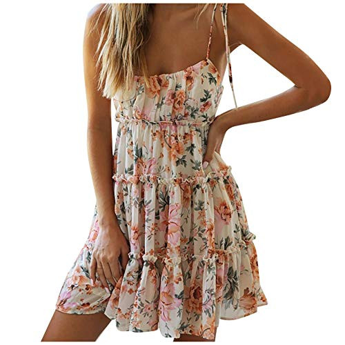Gorday Dress for Women- Women's Summer Casual Boho Dresses Small Floral Mesh Sleeveless Beach Swing Mini Dress Sundress Yellow Gorday Dress for Women- Women's Summer Casual Boho Dresses Small Floral Mesh Sleeveless Beach Swing Mini Dress Sundress Yellow